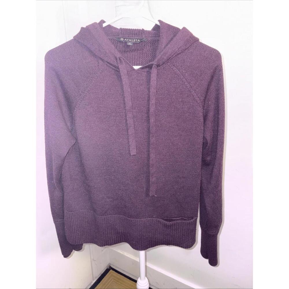 ATHLETA Size S Verona Wool Purple Washable Merino Wool Hoodie 352965-02